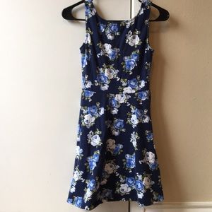Blue floral open back bow dress from F21
